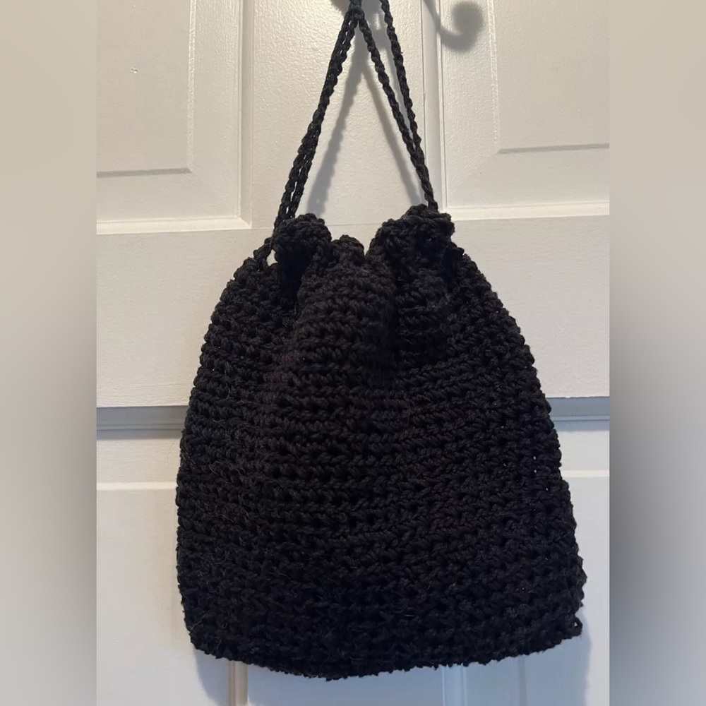 Handmade Crossbody / Satchel- Black Crochet